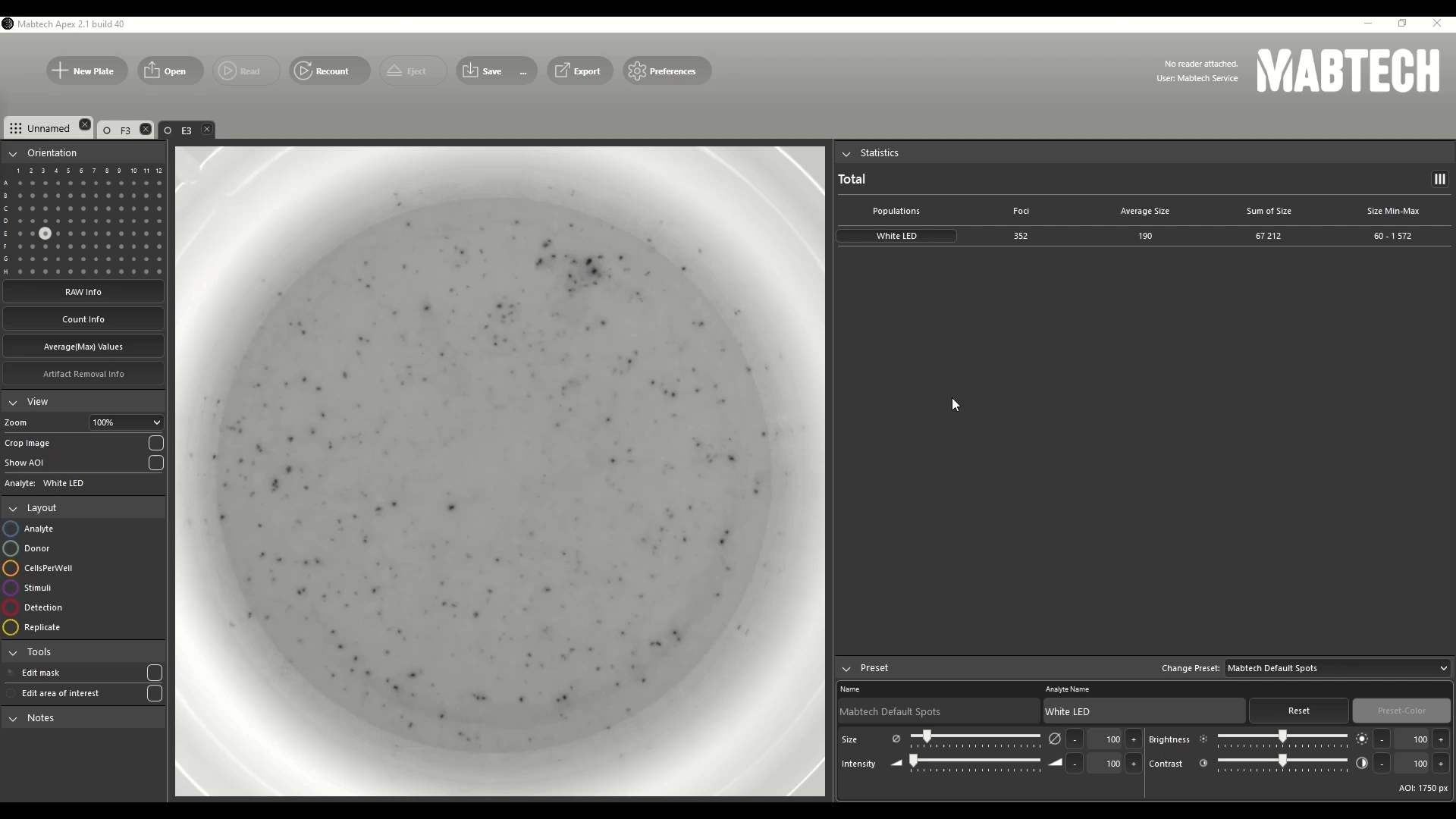 Adjusting size and intensity in a well view in apex software